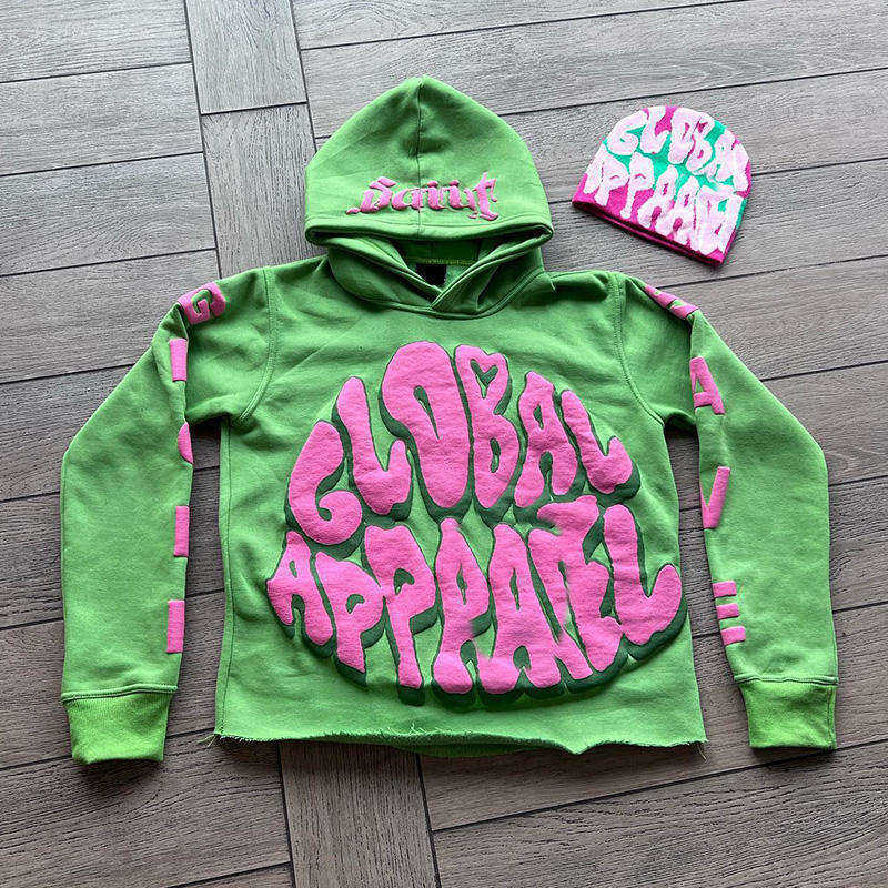 

Custom Women Pullover Raw Hem Cropped Men 100% Cotton French Terry Puff Print Hoodie No String