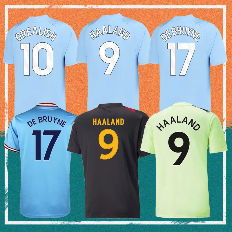 

22/23/24 HAALAND DE BRUYNE soccer jerseys 2023 Home J ALVAREZ GUNDOGAN GREALISH MAHREZ BERNARDO JOAO CANCELO MANCHESTERS football kids kit shirts uniform