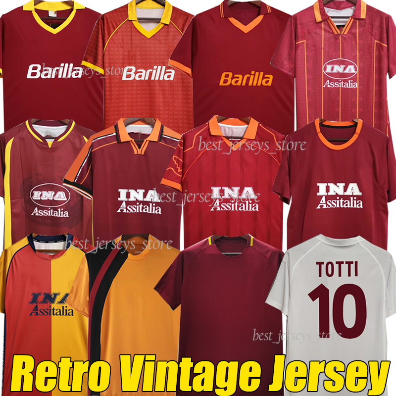 

1989 91 92 93 94 95 96 97 98 99 00 romas retro soccer jerseys 2001 02 05 06 17 18 TOTTI NAKATA BATISTUTA Candela Montella BALBO DE ROSSI rome Maglia da calcio, Luoma 1997-98 home