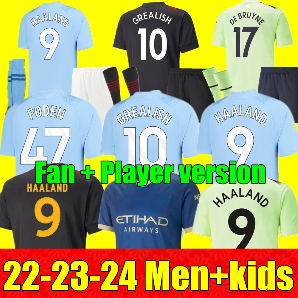 

New HAALAND soccer jersey 22 23 24 DE BRUYNE MANS CITIES GREALISH PHILLIPS Manchesters STERLING MAHREZ FODEN 2023 2024 football shirt uniforms men kids kit sets, 22/23 adult new