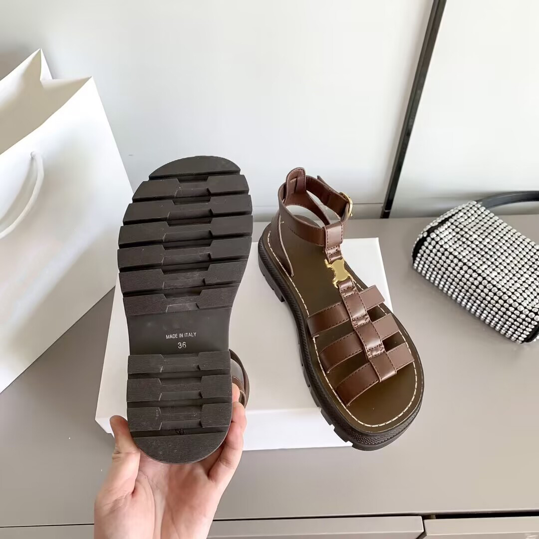 

2023 Clea Chunky Sandals Designer Triomphe Gladiator Sandal Women Leather Fishman Adjustable Buckle Strap Slides Slippers, Mesl11