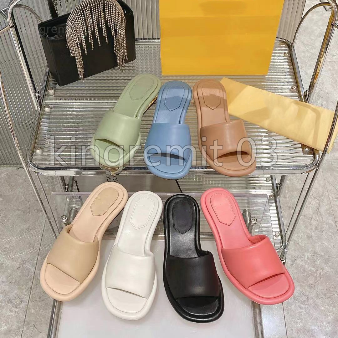 

Designer Slippers Baguette Black Nappa Leather Sandals Women Sandals Summer High Heels Outdoor Peep Toe Casual Slipper Stylist Shoes Beach Sandal With Box