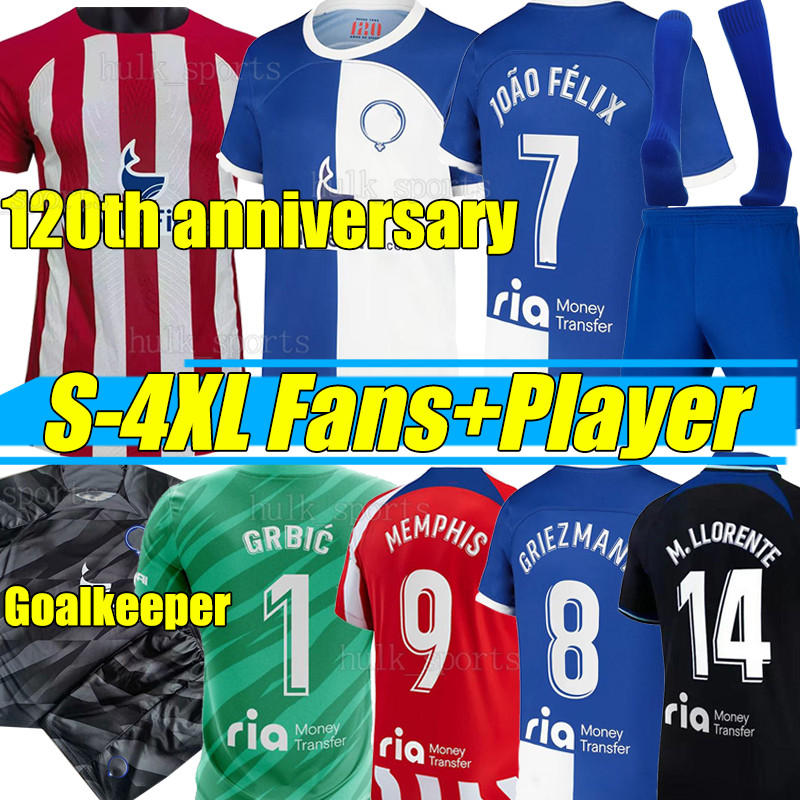 

4XL 120th Years Anniversary AtlETicO MaDriDS Soccer Jerseys 23/24 GRIEZMANN CORREA M. LLORENTE Correa KOKE MORATA Camiseta Football Shirt 120 Men Kids Kits sock set, 120th anniversary kids