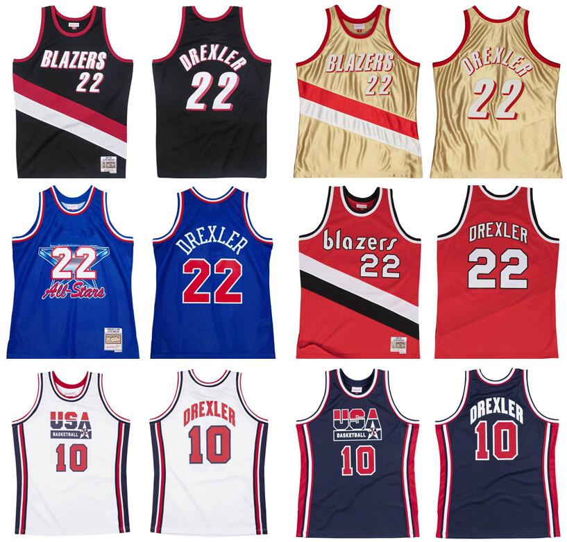 

Clyde Drexler basketball Jersey S-6XL Mitchell & Ness 1991-92 Mesh Hardwoods Classics Men Women kids retro jersey, Stitched jersey