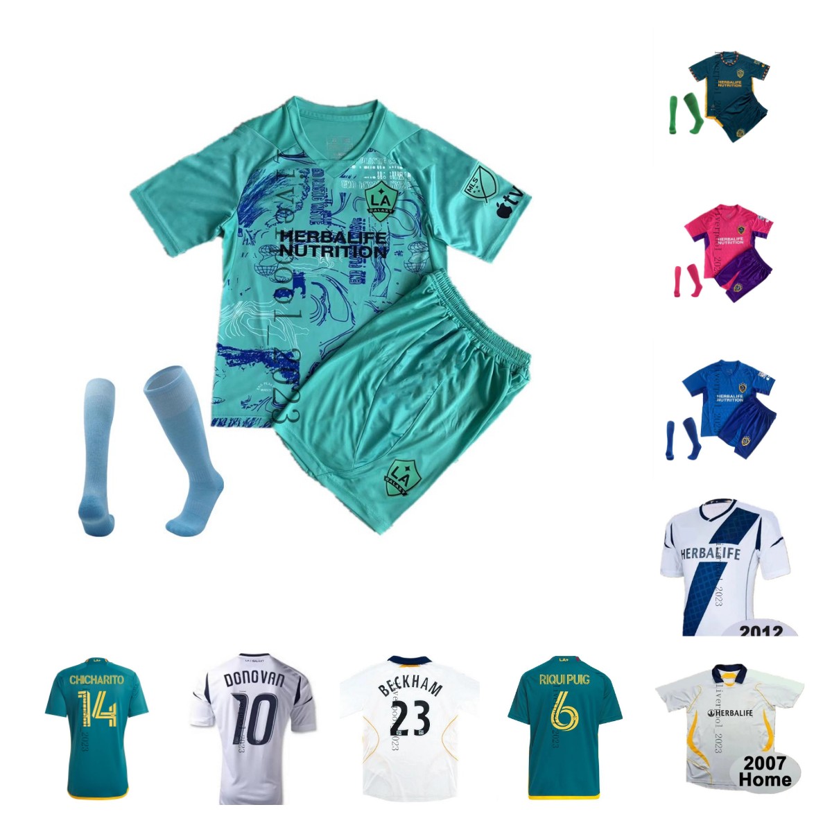 

23 24 2007 2012 LA Galaxy soccer jerseys 07 12 RETRO Los Angeles Football shirt CHICHARITO J.DOS SANTOS KLJESTAN Joveljic Beckham Keane Donovan Magge Juninho uniform, Adult 7