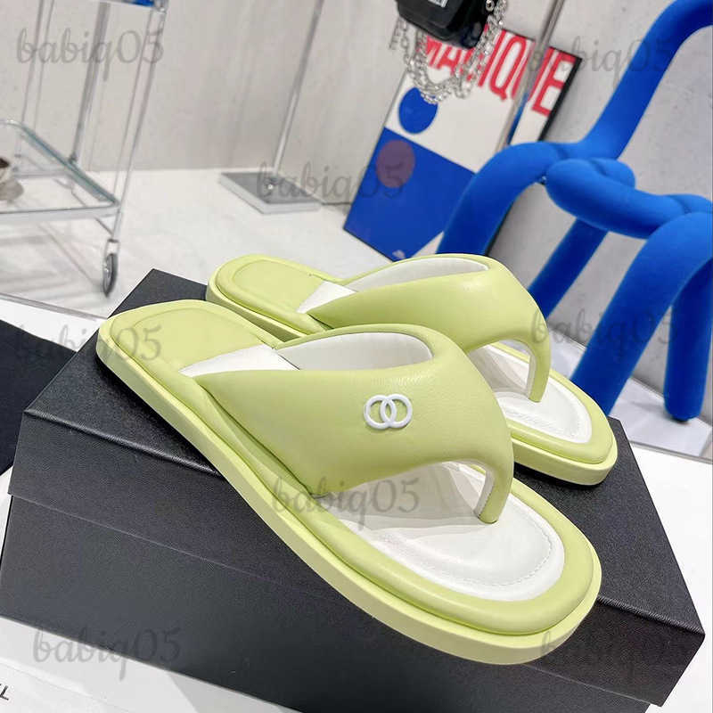 

Slippers Small Fragrance Summer New Flat Heel Flip-flops Beach Shoes Exquisite Sheepskin Comfortable And Casual T230519, Black