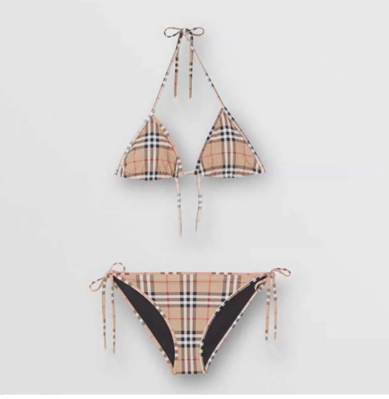 

Kids Bathing Suits Summer Swimsuit Stripe Thread Head Check Pattern Girl Swimsuit Set Fashion Comfortable Clothes Bikinis Children, Color 1