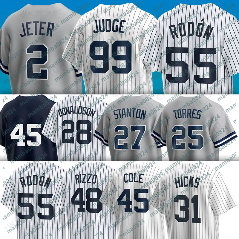 

Derek Jeter Baseball Jerseys 99 Aaron Judge Yankees Carlos Rodon Gerrit Cole Josh Donaldson Harrison Bader Anthony Rizzo Albert Abreu Oswald Peraza Trevino, Men(yang ji)