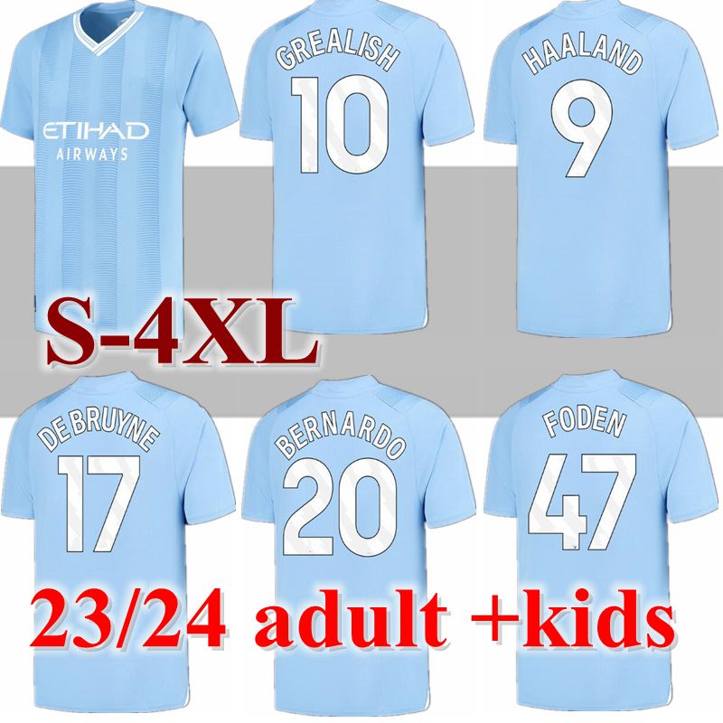 

23 24 HAALAND soccer jerseys GREALISH man city STERLING MANS CITIES MAHREZ fans version DE BRUYNE FODEN 2023 football shirt kids kit sets uniform, Black