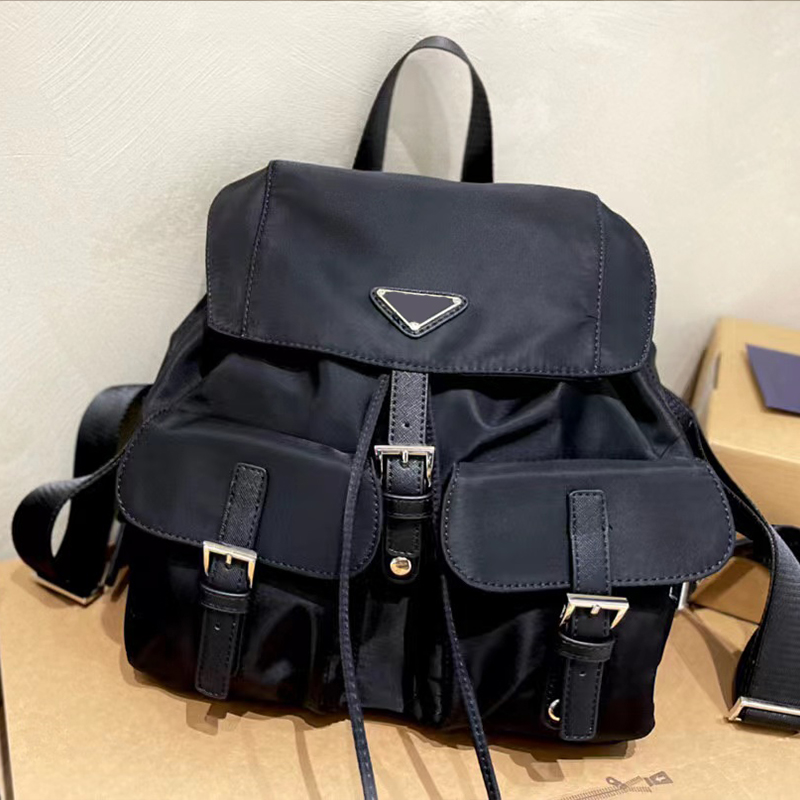 

Designer Black Backpacks Fashion Medium Size Satchels Nylon Backpack School Bag Women Shoulder Bags Large Capacity Interior Pockets Travel Bags
