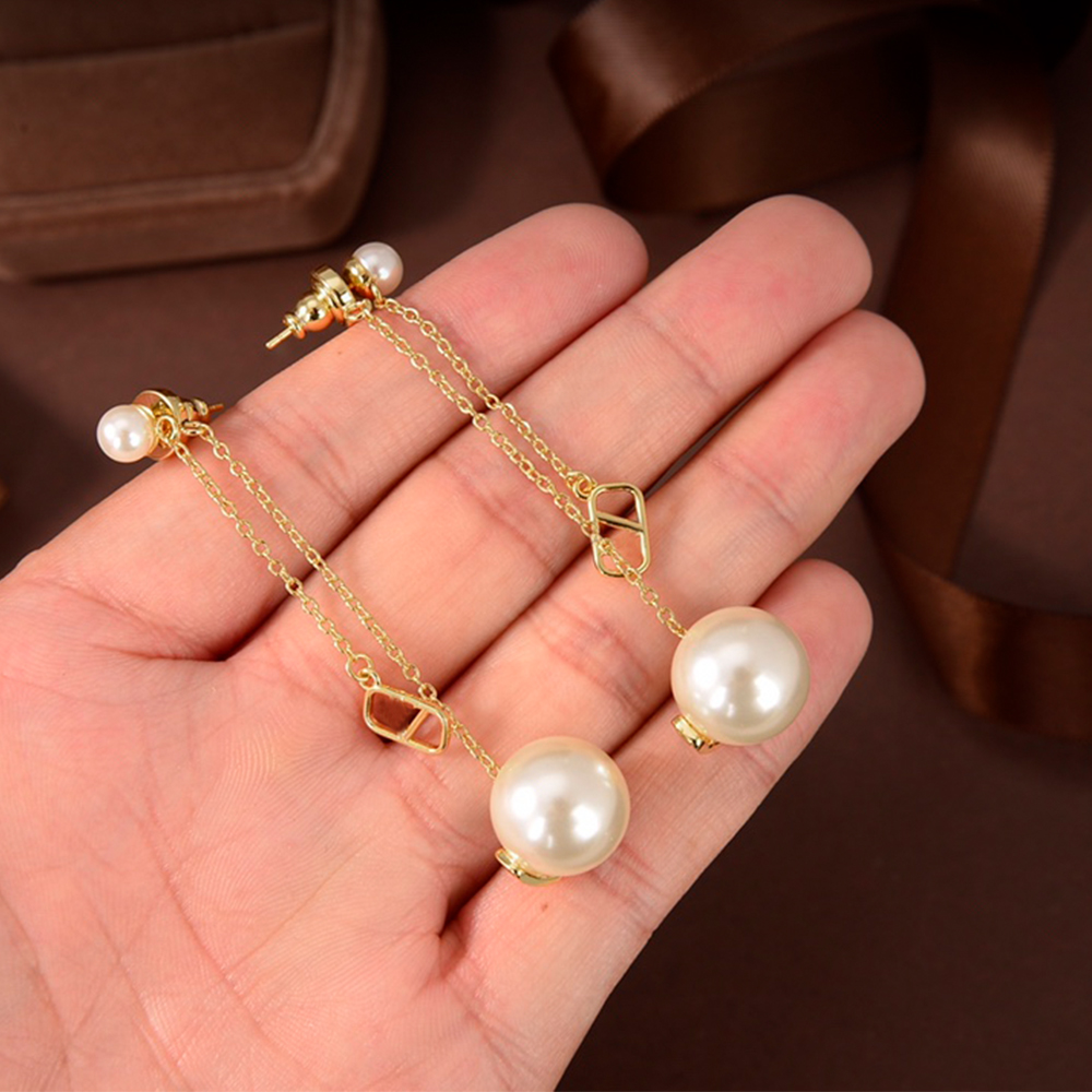 

Pearl Earring Designer 18K Gold Jewelry Luxury Stud 925 Silver Women Hoops Earings Wedding Gifts