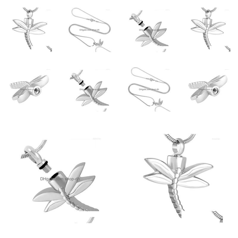 pendant necklaces ijd8120 pet ash holder necklace 316l stainless steel dragonfly shape memorial urn animal keepsake cremation jewelry