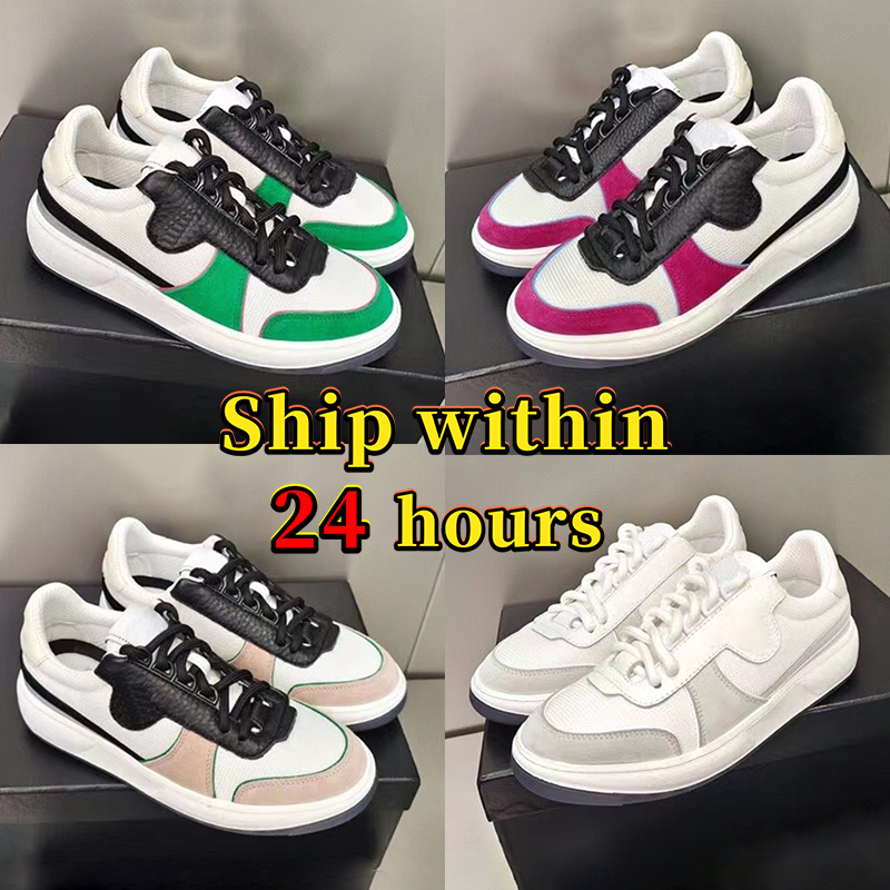 Designer cnel Casual Shoes Women Luxury 22SS WMNS Low Top Suede Calfskin Sneaker Dark Pink white Black green Grey White Pink Womens Fashion Sports O