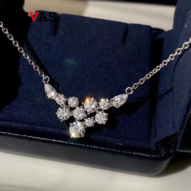 Pendant Necklaces OEVAS 100 925 Sterling Silver Full High Carbon Diamond Wing Necklace For Women Sparkling Wedding Party Fine Jewelry 230519