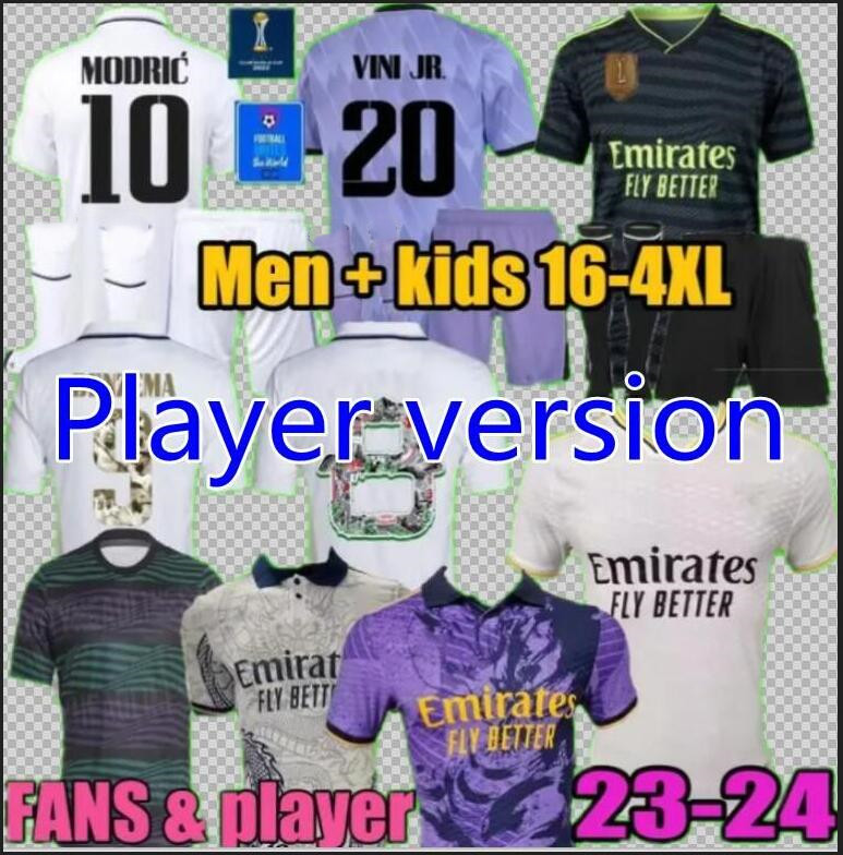 

Player version BENZEMA soccer jerseys 22 23 24 football shirt VINI JR VALVERDE Club World Cup Real Madrids CAMAVINGA MODRIC Champions 2023 2024 camiseta men kids kit
