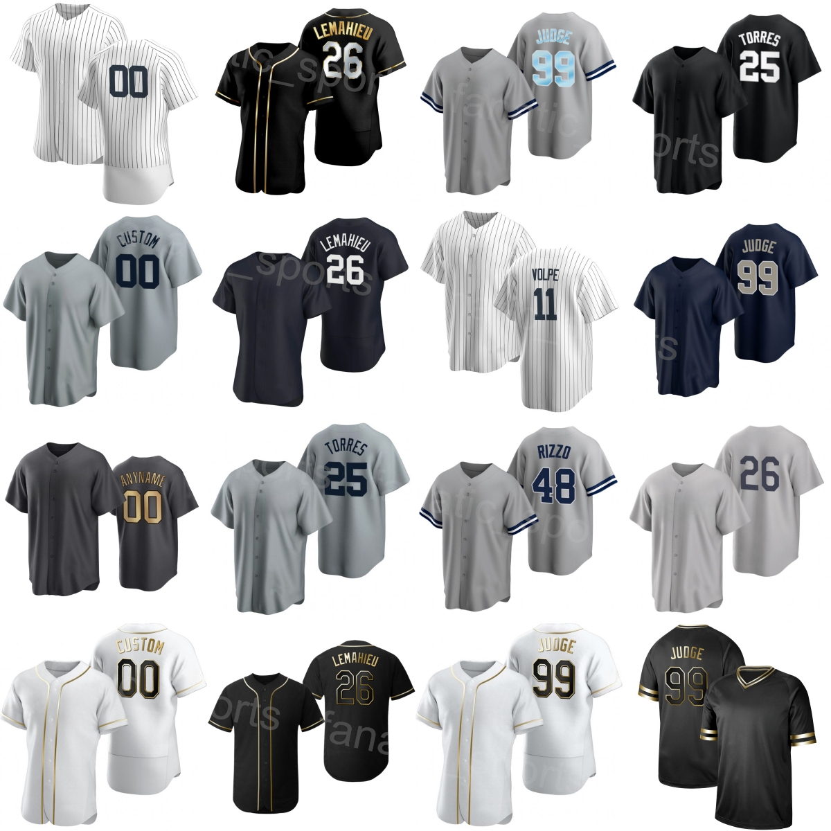 

Custom Baseball 48 Anthony Rizzo Jersey 25 Gleyber Torres 11 Anthony Volpe 95 Oswaldo Cabrera 26 DJ LeMahieu 99 Aaron Judge 45 Gerrit Cole Flexbase Man Woman Youth Y-J, Flexbase without name