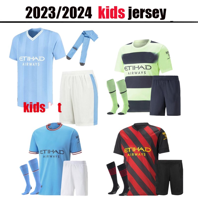 

Manchester kids kit socks soccer jersey 23 24 22 G. JESUS CITY GREALISH HAALAND STERLING FERRAN DE BRUYNE foden 2023 2024 football shirts uniform child boy