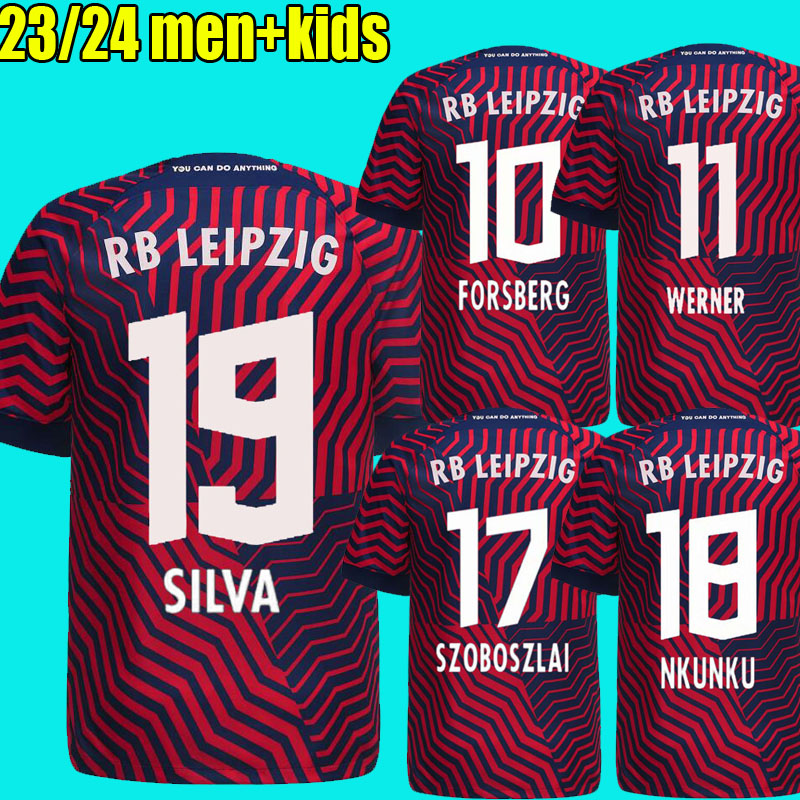 

23 24 Silva Soccer Jerseys FORSBERG Camiseta Maillot Szoboszlai POULSEN Sorloth 2023 2024 away red Football Shirts Kits Uniform RBL Nkunku Olmo Werner Leipziges