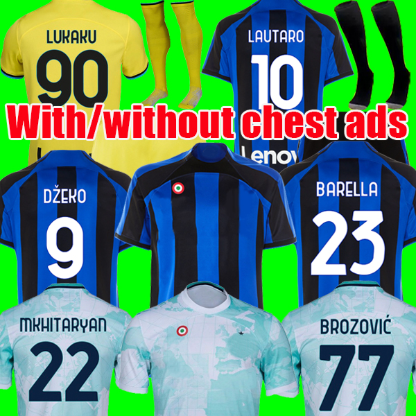 

LUKAKU soccer jerseys BARELLA CORREA INTERS DZEKO GIROUD IBRAHIMOVIC LAUTARO MILANS THEO BRAHIM 22 23 football shirt 2022 2023 uniforms men kids kits sets, Men home no chest ads