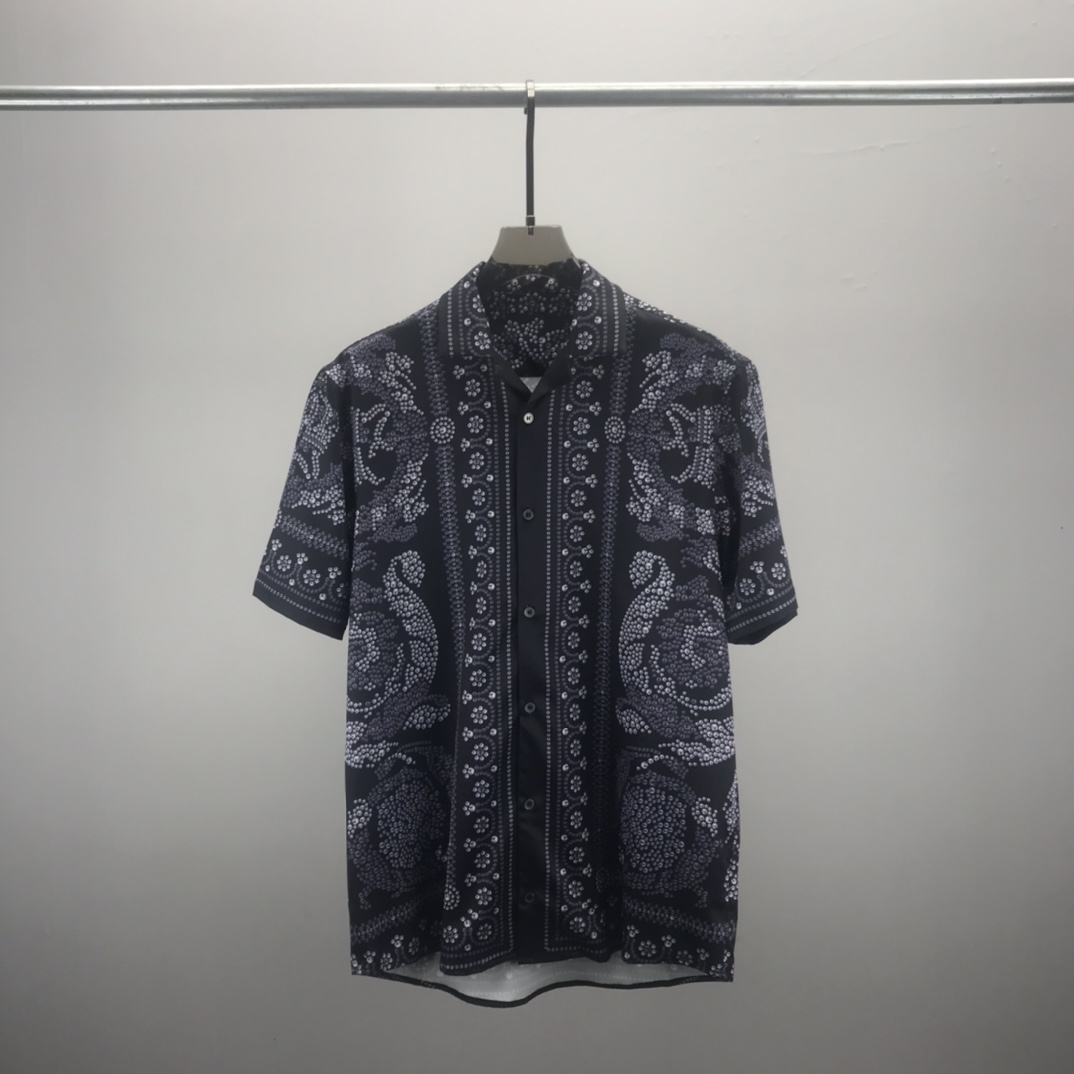 

Men' designer shirt summer short sleeve casual button up shirt printed bowling shirt beach style breathable T-shirt clothing #68