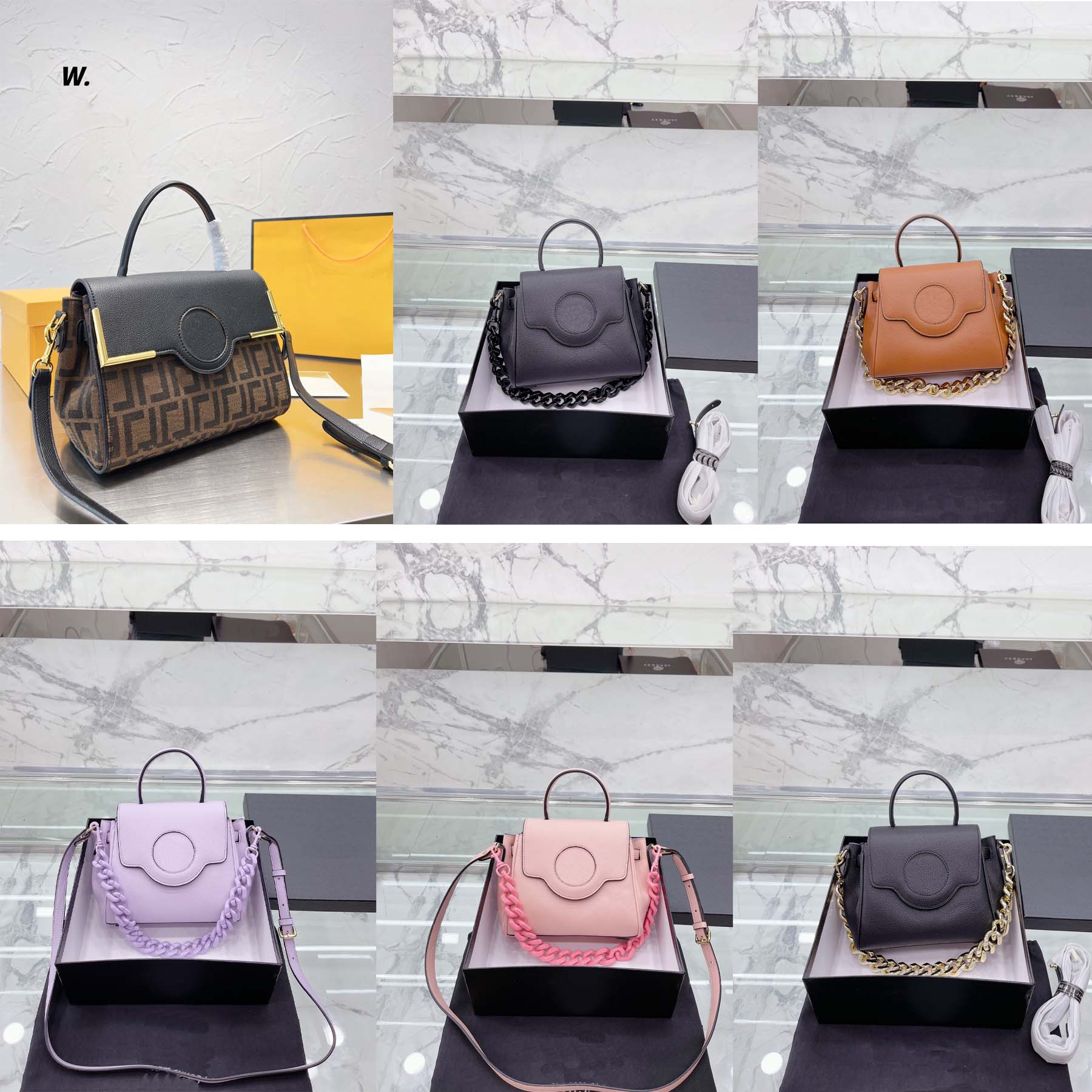 

New Brand Luxury Shoulder Bag La Designer Medusas Totes Panel Trim Women Big Chains Strap Internal Flat Pocket Magnetic Buckle Handbags Leather Purse Wallets, Make up the difference