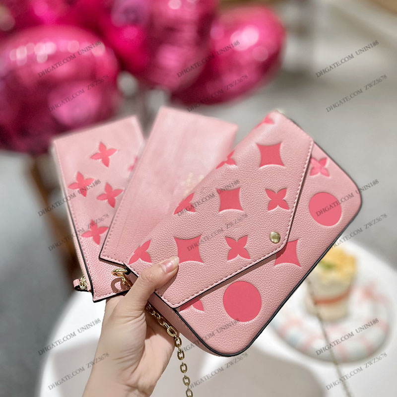 23ss Femmes Luxurys Designer Totes Sacs En Cuir Épaule Sac À Main 3 en 1 Chaîne Impression Fleurs Shouder Bandoulière Dames Sacs À Main Messenger