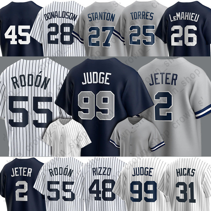 

Derek Jeter Baseball Jerseys 99 Aaron Judge Yankees Carlos Rodon Gerrit Cole Josh Donaldson Harrison Bader LeMahieu Giancarlo Stanton Albert Abreu, Men(yang ji)