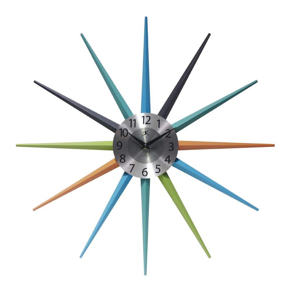 Infinity Instruments 20 Inch Stellar Starburst Retro Vintage Wall Clock, Multicolor-image-866811586