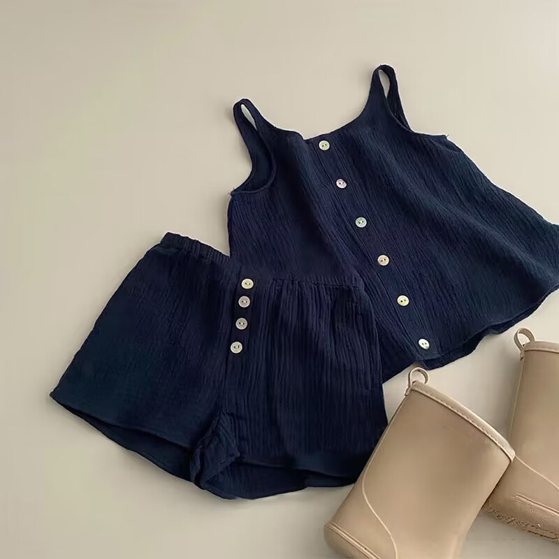 Clothing Sets Girls' Set Summer Thin Slim Top Shorts Boys' Baby Simple Two Piece Casual Clothes 06 Years Old 230519