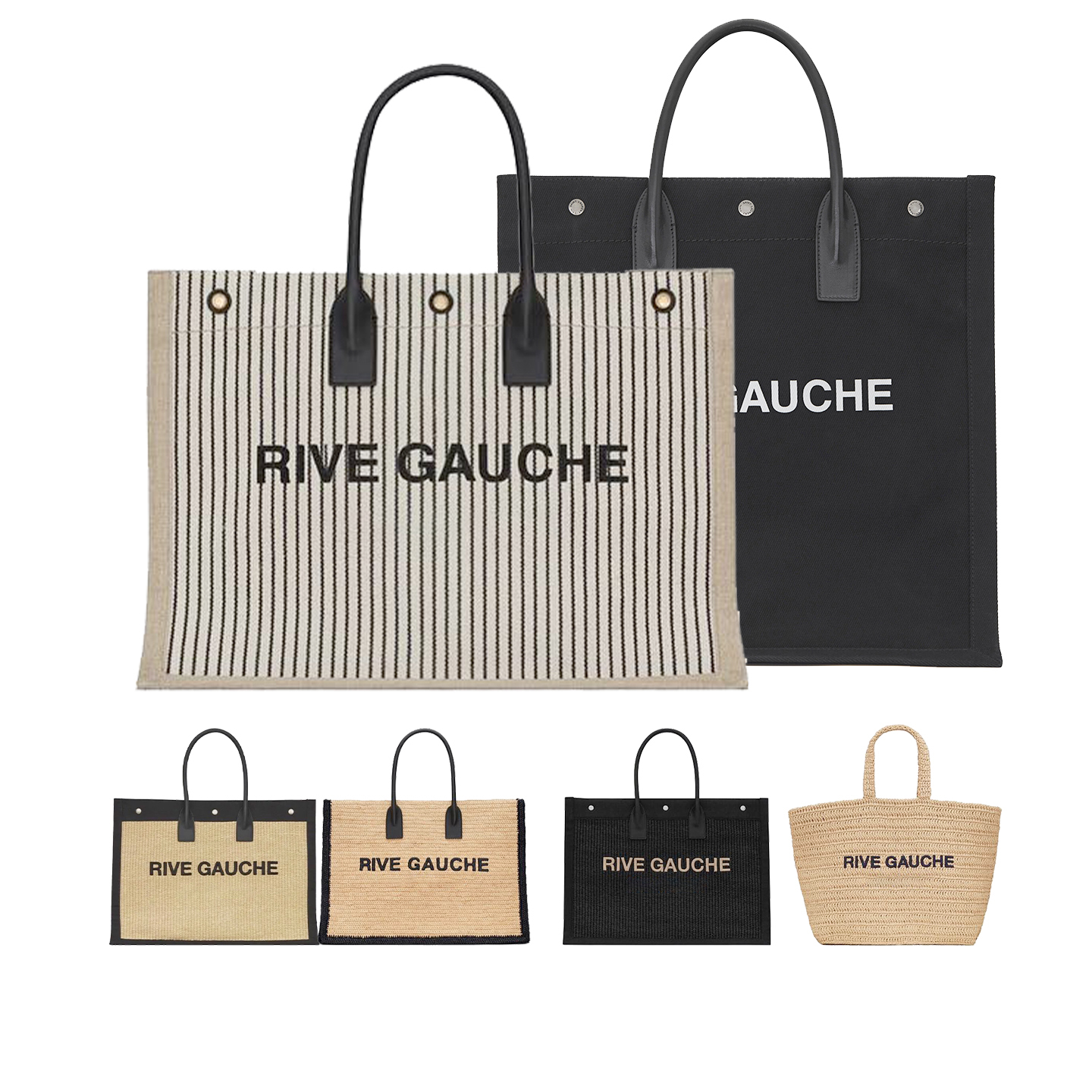 

classic canvas shopper large tote bags Womens Luxury Rive Gauche handbag purses Shoulder crossbody Weave bag for man Pocket Travel clutch Designer beach Bag, White