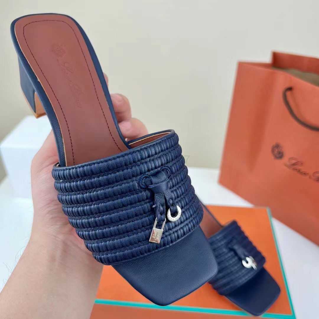 

Loropiana women's sandals slippers medium heels LP trend loro piana holiday flats shoes beach sandals summer, Red