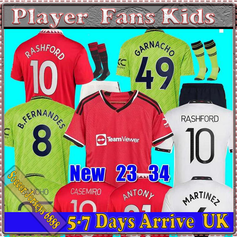 

22 23 SANCHO soccer jerseys Fans Player version BRUNO B.FERNANDES MANS UTDS RASHFORD football shirt 2022 2023 men kids kit sets Elanga VARANE FRED MAGUIRE MALACIA, 23/24 players version home