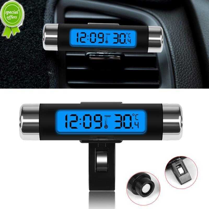 

New Car Air Outlet Thermometer Electronic Clock Time Led Digital Display Thermometer with Back Luminous Car Accessories