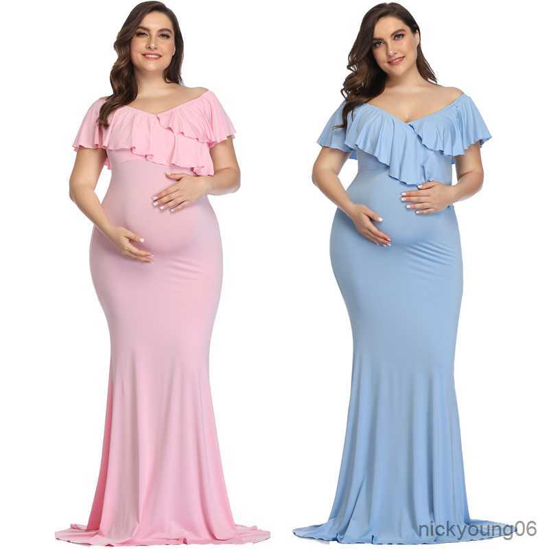 New MaterniTY Dresses MaterniTY Photography Props Plus Size Dress Elegant Fancy Cotton Pregnancy Photo Shoot Women Long Dress M260328-image-1095555086