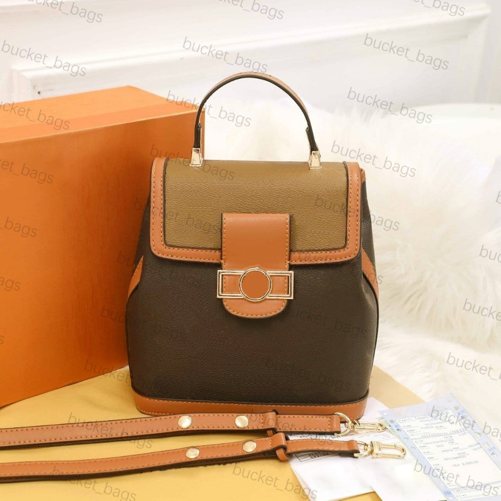 

Designer Dauphine Backpack PM bags brown flower women mens leather backpacks designers travel bookbag backpack style purse women Luxury Handbags high quality