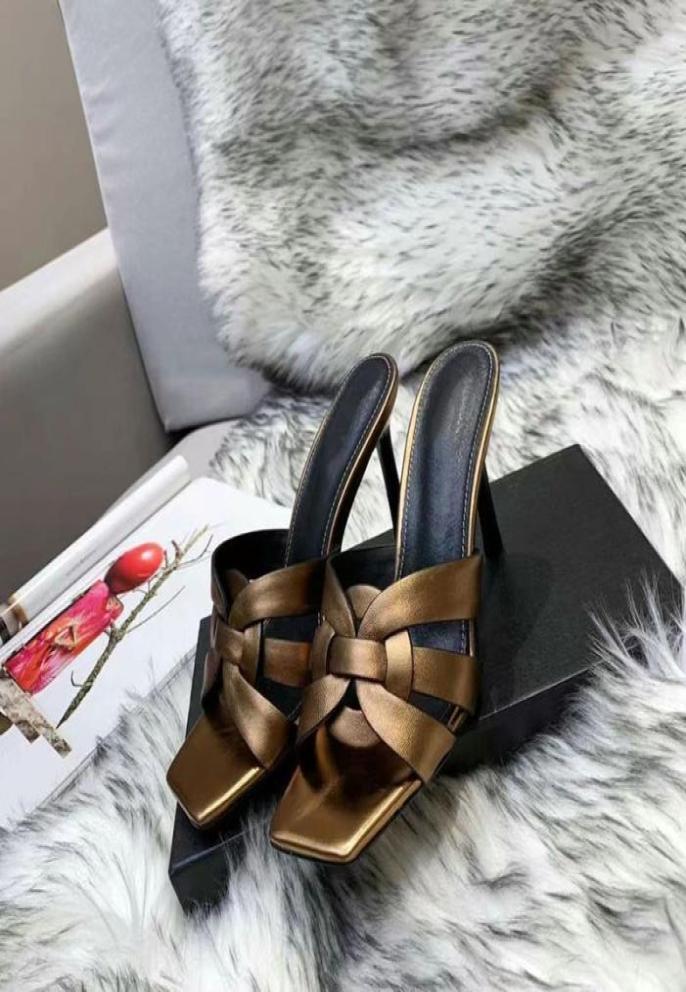 

Classic Summer Square toe Women slippers Fashion Thin heeled Ladies Mules Elegant Female High heels Outside Slides Sandals 424042651, Blue