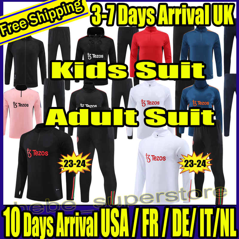 

New 23 24 Full zipper Tracksuit training suit SANCHO ANTONY ERIKSEN B.FERNANDES CASEMIRO football jacket sportswear foot jogging 2023 2024 Adult and Kids Tracksuit, Man