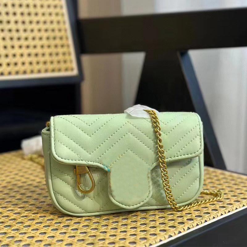 

Mini Crossbody Bags Designer Woman Shoulder Bag Gold Chain Luxury Real Leather High Quality Classic Fashion 2023 New Green Cross Body Heart Belt Bag 16.5cm, Black