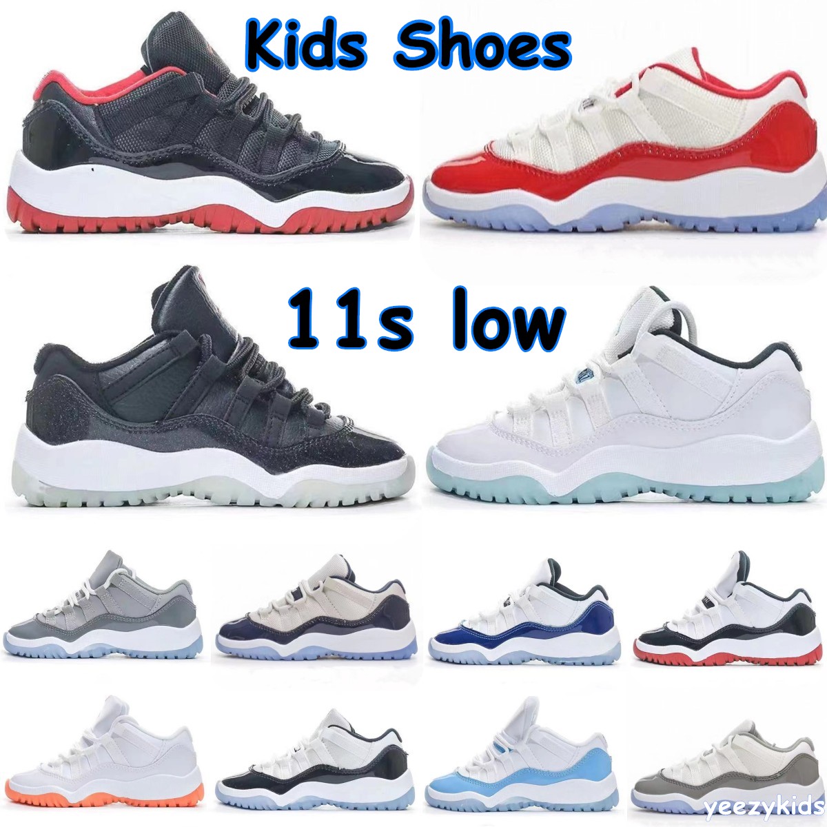 

Jumpman 11s 11 low kids shoes unc Cherry toddlers boys girl basketball shoe Children black sneaker designer military grey trainers baby kid youth, 10
