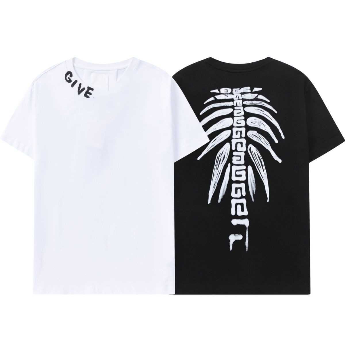 

GIVEs Classic Neckline Letter Printing Short Sleeve Premium, White