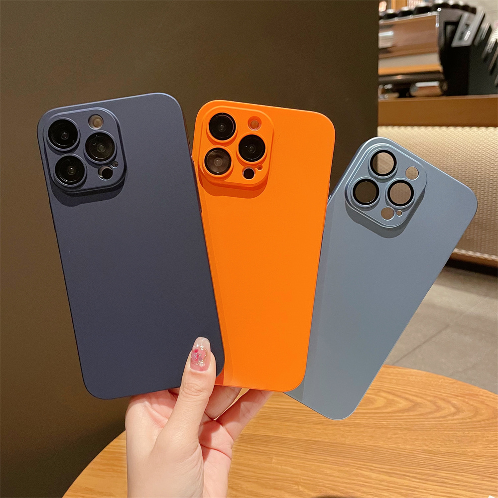 

Ultra Thin PC Matte Phone Case for iPhone 14 13 12 11 Pro Max 14 Plus Pure Color Glass Camera Film Protector Shockproof Cover