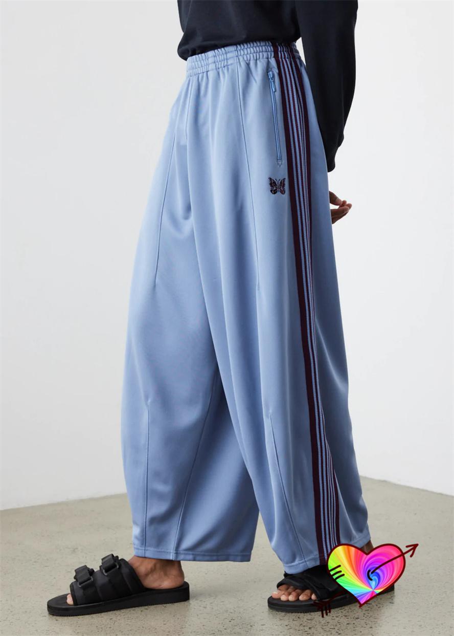 

Pants 2023 Blue Needles Wide Leg Pants Men Women 1:1 Needles Track Pants Classic Oversized Embroidered Butterfly Logo Trousers, White