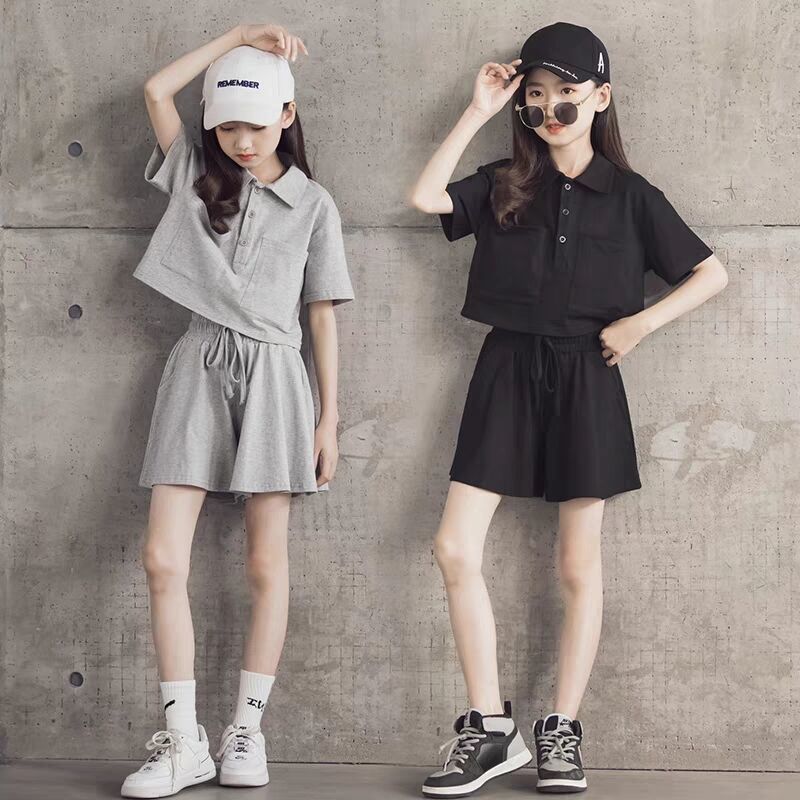 Ensembles de vêtements 7 8 9 10 11 12 13 14 ans grande fille bébé vêtements été à manches courtes t-shirt hauts bas jupe 2 pièces tenues costumes