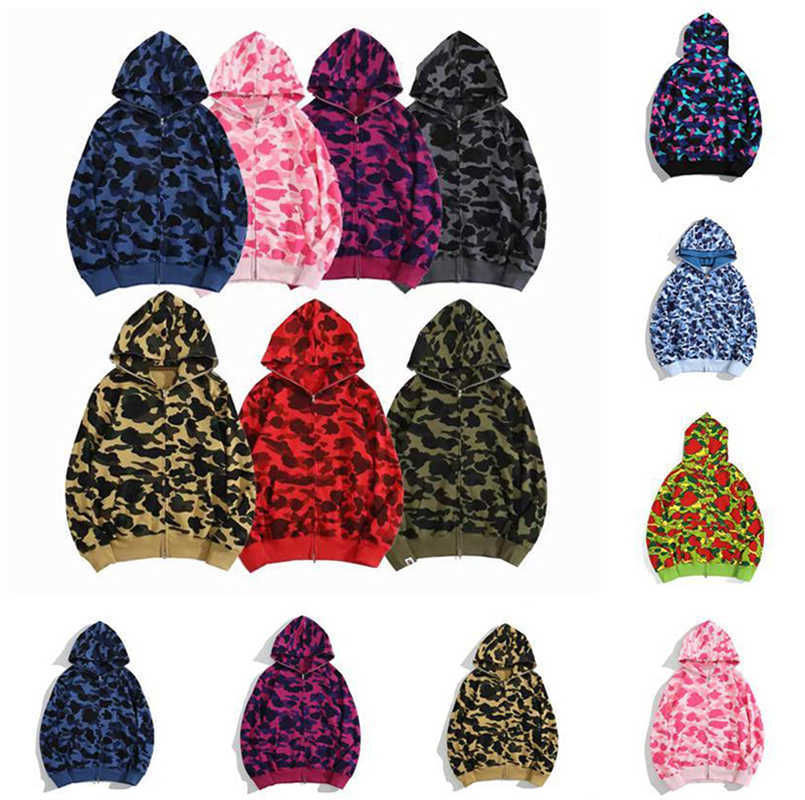

women Designer hoodie popular Mens shark pattern Sportwear Camouflage zip up ape hoodies high quality Jacket size S-XXXL, 10