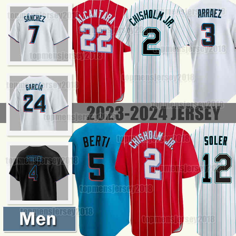 

2 Jazz Chisholm Jr. Jersey 22 Sandy Alcantara Baseball Jon Berti Miami Jorge Soler Max Meyer Luis Arraez Jesus Sanchez Sixto Sanchez Marlins Avisail Garcia Nick Fortes, Men new jersey(m l y)