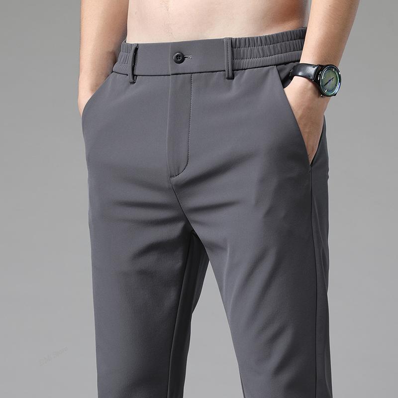 

Pants DIMI Elastic Waist Jogger Business Classic Trousers Male Black Gray Blue 2838 Autumn Pants Mens Stretch Korean Casual Slim Fit, Navy blue