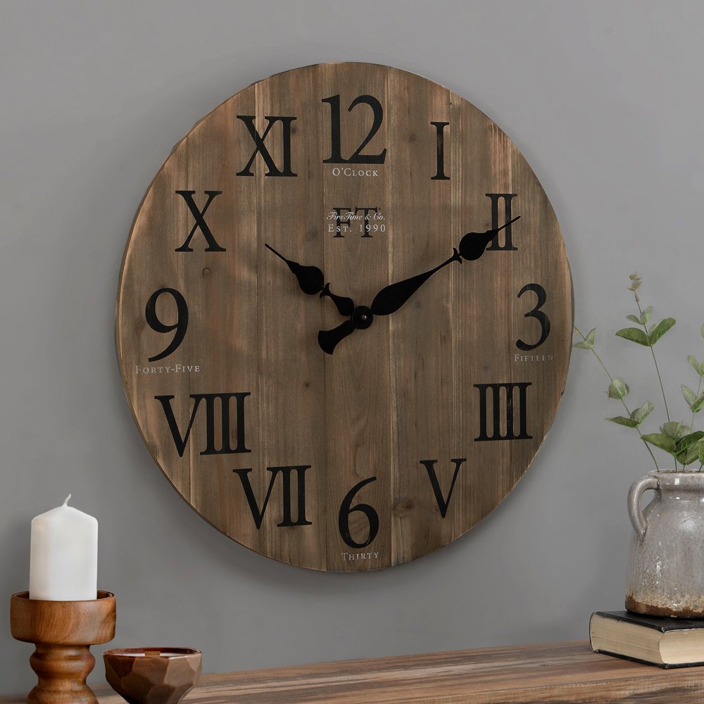 FirsTime Co Brown Rustic Barn Wood Wall Clock, Rustic, Analog, 24 x 2 x 24 in-image-866835531