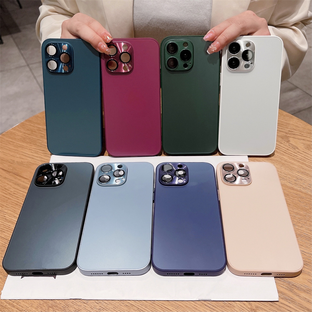 

Luxury Metal Lens Protector Matte Phone Case iPhone 14 Pro 13 Pro Max 12 Pro 11 Hard Shockroof Back Cover For iPhone 14 Plus