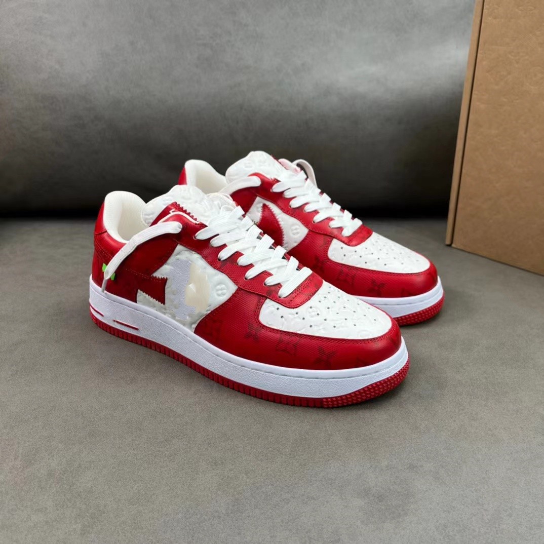 

Men's new sports shoes, casual shoes, cowhide printed pattern, color matching lace up men's shoes