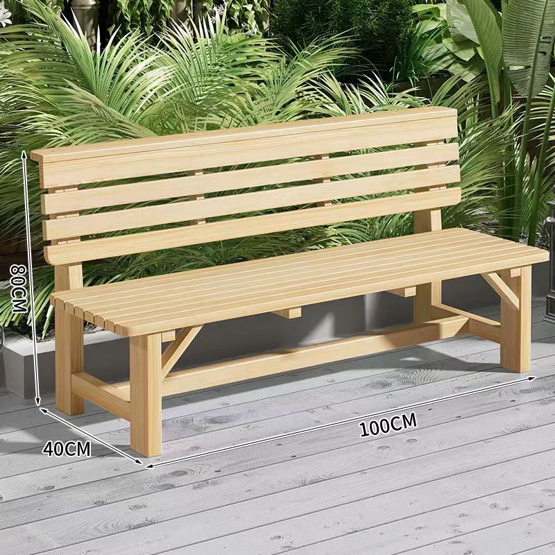 

Outdoor bench, solid wood backrest, outdoor chair, outdoor bench, anti-corrosion wooden chair, simple bench, park chair